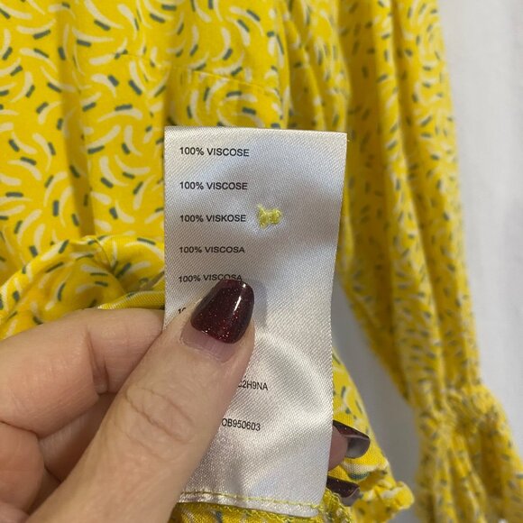 Anthropologie Maeve Blithe Button Down Yellow Motif Blouse Size 2 - Picture 6 of 8